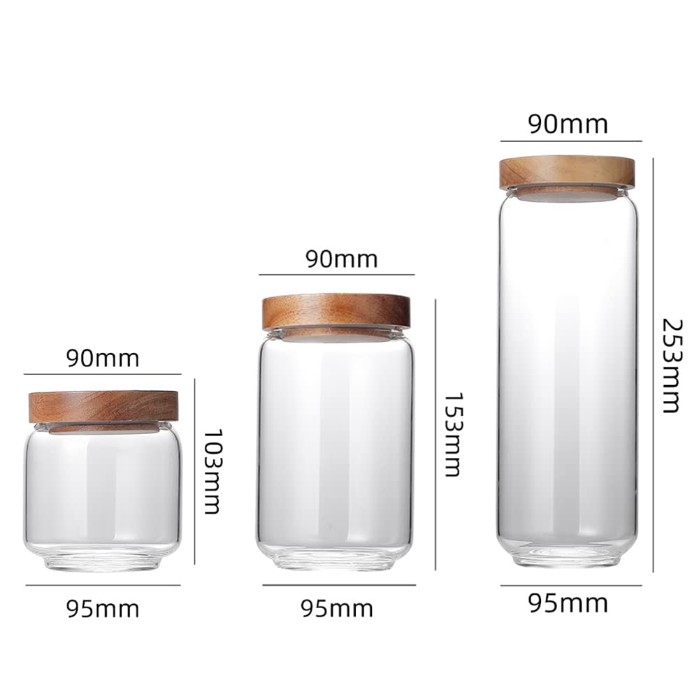 Barattolo, barattoli di vetro, barattoli for alimenti, barattolo di vetro ermetico con coperchi, barattoli for alimenti Contenitori for cucina domestica Zucchero Chicchi di caffè canditi Grani (3 pezz