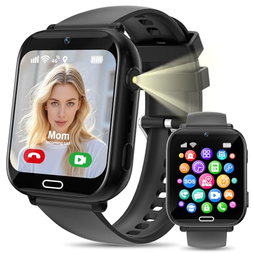 Smartwatch Bambini, Orologio Smartwatch Bambini 4G con GPS e Telefono, Videochiamate, Chat Vocale, SOS, Giochi, Sveglia, Calcolatrice, Modalità Scuola, Torcia, IP68 Regalo per Ragazzi e Ragazze (Rosa)