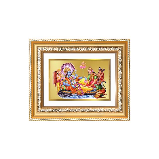 Image of DIVINITI Lakshmi Vishnu 24K Gold Plated Foil Wall and Tabletop Photo Frame for Home Decor, Puja Room, Luxury Gifting | DG Frame 112 S2 (21.5x17.5 CM)