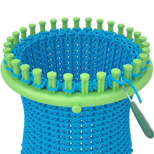 READAEER, Kit de telares redondos y largos para tejer con aguja de gancho e instrumento para hacer pompones