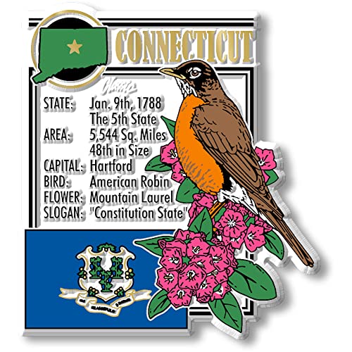 Imán decorativo de Connecticut 2.9 x 3.2 pulgadas miniatura 1
