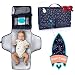 BabyOrbit Portable Diaper Changing Pad - Compact Waterproof Changing Mat - Blue Baby Changing Pad with Memory Foam Pillow for Comfort - Zipper Pockets for Diapers, Wipes and Lotion