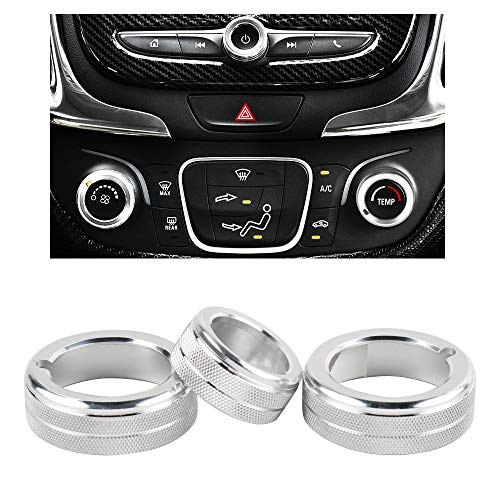 CARFIB Volume AC Knobs Decals for Chevrolet Chevy EQUINOX LT Accessories Air Control Push Auto Sync Stickers Caps Covers Parts Car Interior Inside Decoration Men Women Aluminum Alloy Silver Pack of 3