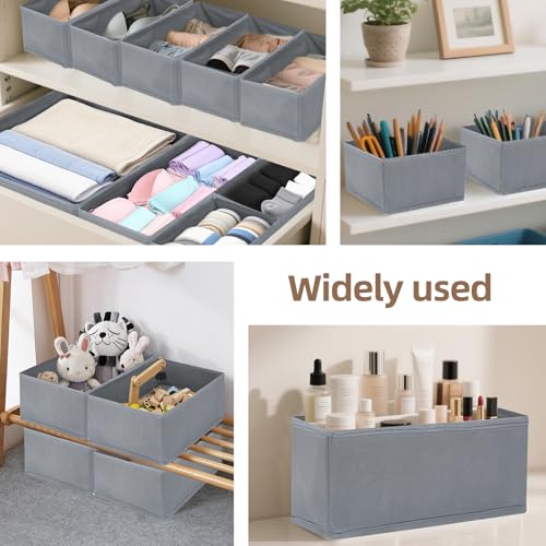 12er-Set Schubladen Organizer, kleiderschrank organizer, Passgenau für Kleiderschrank & Wickeltisch, Faltbare Aufbewahrungsbox aus Stoff für Unterwäsche, Socken, Kleidung, Ordnungssystem (Grau)