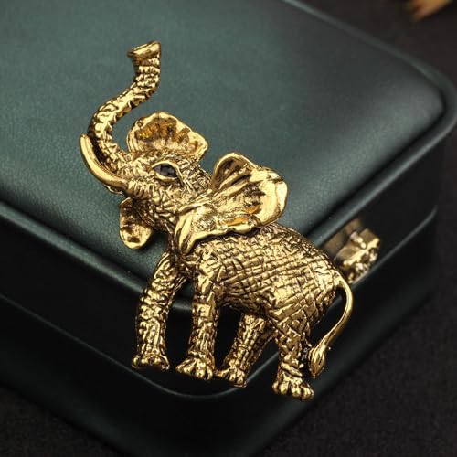 Image of Kokoma Vintage Elephant Brooch Pin for Women Men Animal Indian African King Lapel Pins Corsage Badge Clothes Scarf Clip for Suit Dress Accessories Jewelry