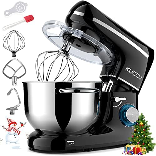 KUCCU Stand Mixer, 660W, 6-Speed Tilt-Head Food Dough Mixer, Kitchen Electric Mixer with Stainless Steel Bowl,Dough Hook,Whisk, Beater, Egg white separator (6.5-QT, Black)…