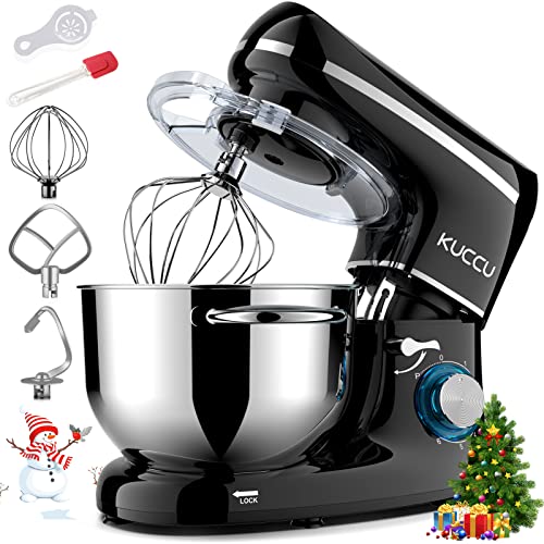 KUCCU Stand Mixer, 660W, 6-Speed Tilt-Head Food Dough Mixer, Kitchen Electric Mixer with Stainless Steel Bowl,Dough Hook,Whisk, Beater, Egg white separator (6.5-QT, Black)…