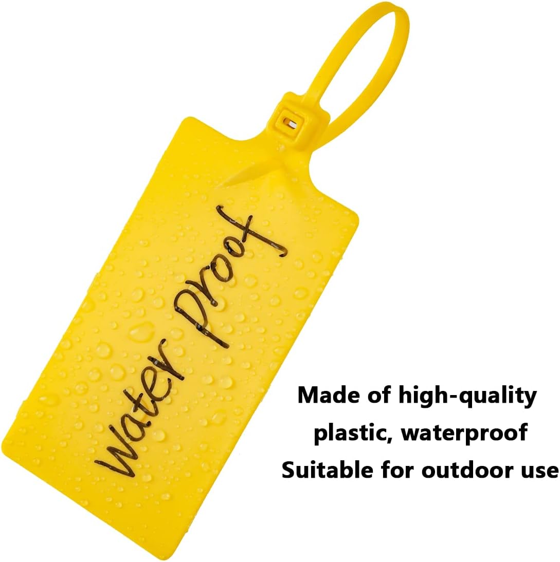 Tenshun 200 Pieces Plastic Tags Waterproof Label Tags Hanging Storage Tags Equipment Tags Seal Tags Plastic Seals Shipping Tags Logistics Use with Four Permanent Marker Pens