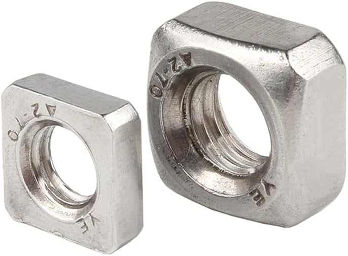 50Pcs M3 M4 M5 DIN557 304 Stainless Steel Square Nuts Metric Threaded Nut Four Square Nuts - (Size: M4x7x3)