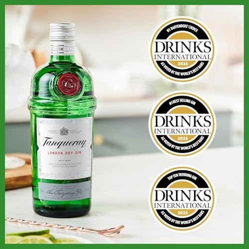 Tanqueray London Dry Gin, aromatischer Gin, 4-fach destilliert auf englischem Boden, 43,1% vol, 700 ml Einzelflasche