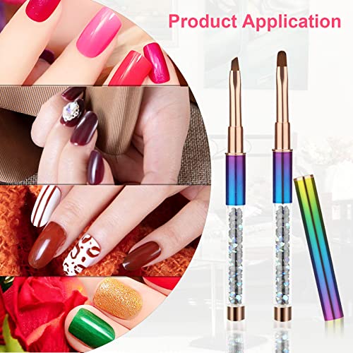 Savita 2Pcs Nail Art Clean Up Brushes, Painting Brushes For Nails With Round & Angled Head Colorful Bling Nail Pen Painting Tools For Nail Art Design & Polish Mistake Cleaning #TOP5