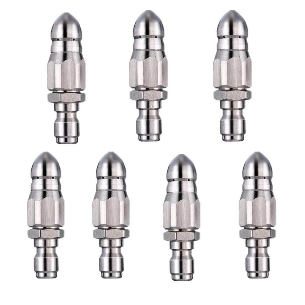 Sqydfdc 1/4 4Pcs 2/4 Piece High Pressure Waterline Cleaning Nozzle - Stainless Steel, 4 Models (/4, 3/8, 22Mm, 4Mm) Pipe Unclogging Nozzle, 5000 Psi High Pressure Sewer Jet Nozzle Front Back 6