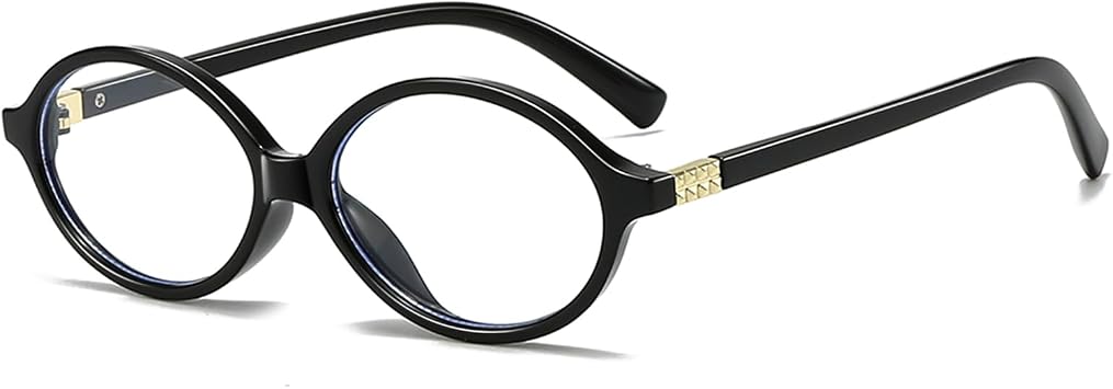 Oval Retro Blue Light Blocking Glasses for Women Men Vintage Fashion 90s Small Face Computer Screen Gaming TV Phones Anti Eyestrain & UV Glare Glasses Non-prescription | Features anti eye strain, UV protection, and anti-glare lenses. Perfect for gaming, computer screen, and phone viewing.