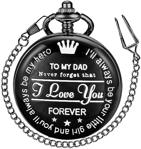 Tiong Engraved Pocket Watch to My Son/Grandson/Dad/Grandpa/Husband/Daughter I Love You Quartz Pocket Watches with Chain Best Gifts