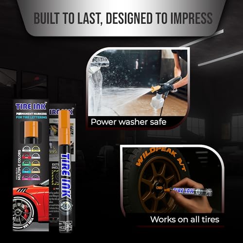 Tire Ink Orange Color Tire Paint Pen - Waterproof Permanent Paint pens for Car Wheels Lettering | Car Wash Safe and Durable | Made in Japan