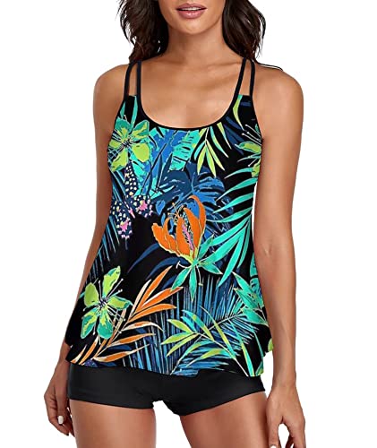 Best Swimsuits for Older Women With Shorts: 9 Flattering Picks for Confidence in 2026 9 Urchics Womens Gray Tankini Swimsuit Tank Top Two Piece Bathing Suits with Boyshorts Green M