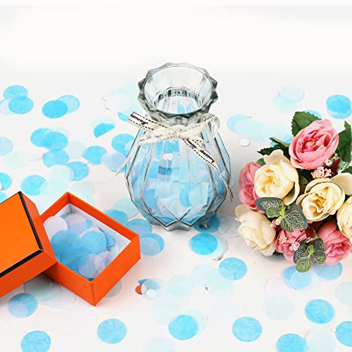 Image of VCOSTORE 1 Inch Tissue Paper Confetti Circles,1.76oz Round Paper Table Confetti Circle Dots, Suitable for Birthday Wedding Party Decoration and Baby Shower decorations,Blue and White,5000 Pieces