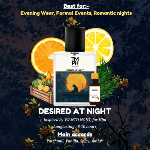 Image of TMPerfumehouse Desired at night EDP for Men | Spicy, Sweet & Long Lasting Perfume Spray | Warmspicy, Cinnamon & Fruity Fragrance | Luxury Gift for Him | TMPH | 50ml