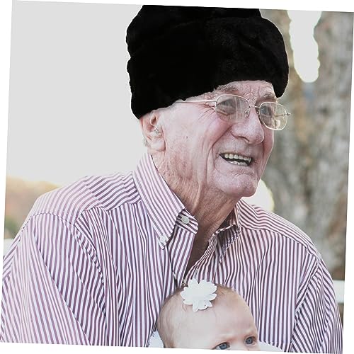 LIFKOME Autumn Winter Women Hat Faux Fur Plush Elderly Cap Warm and Stylish Thicken Cotton Hat Black 7