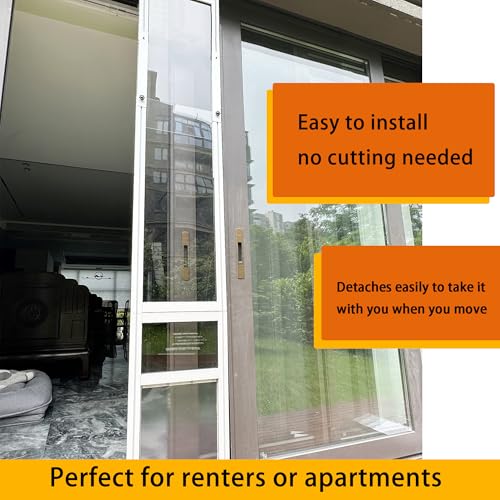 Dreampedal Sliding Glass Dog Door For Rentals And Apartments,No Cutting Easy To Install Aluminum Patio Pets Door With Lockable Panel Can Slide Up And Down Adjustable Height 6.27 To 7.18Ft thumb #5