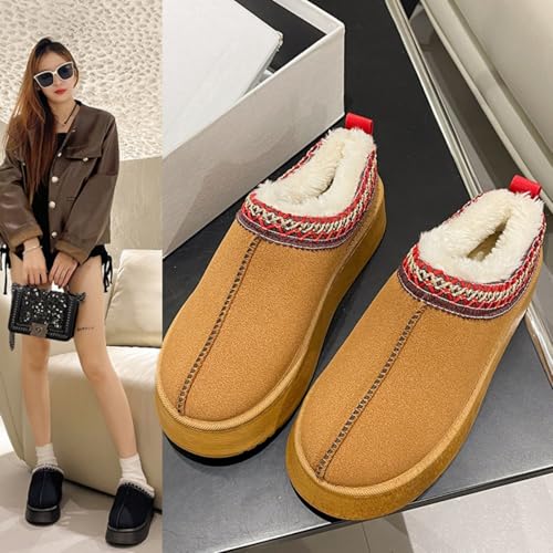 Women's Fuzzy Cozy Platform Slippers Suede Memory Foam Bedroom Thick Sole Slippers Comfortable Slip-On Warm Winter Indoor Outdoor Shoes3