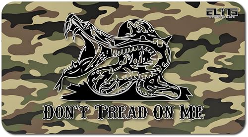 Elite Outdoors MFG | Classic Green Camo Gun Cleaning Mat | Gadsden Flag Don't Tread On Me Design | Brown, Tan & Green Shades | Made in The USA | Size 12x22 inches