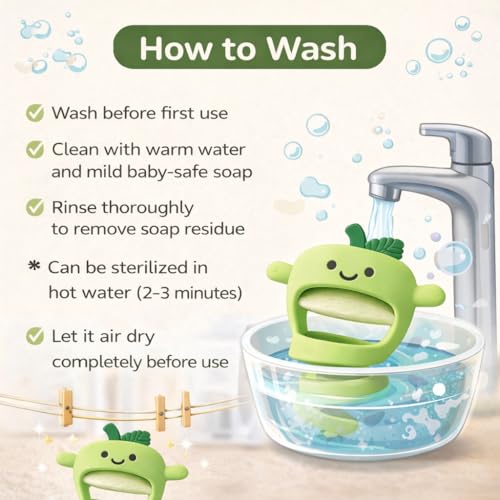 Image of Lefan Silicone Baby Teether with Wrist Strap, Soft Chew Teething Toy for Infants, BPA Free Food Grade Silicone, Easy Grip Anti-Drop Teether for Newborns & Toddlers Infant Gum Massager Toy- Green