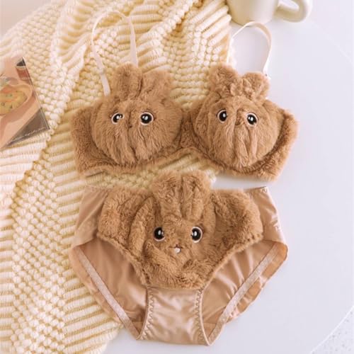Image of Imported Japanese-Style Furry Bunny Ear Bra & Panty Set for Women Milk Silk Cute Rabbit Cosplay Lingerie Premium Ultra-Soft Plush Sexy Innerwear for Honeymoon, Date Night & Valentine Gift