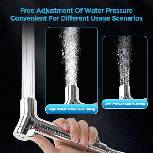 Handheld Bidet Sprayer for Toilet, Adjustable Pressure Feminine Wash - Stainless Steel Easy Install Hand Held Shattaf Spray Hose with Shut-Off Valve,Perfect as Diaper Sprayer, Postpartum Care - image 8