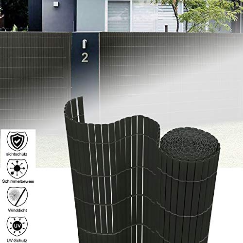 Preisvergleich Produktbild Aufun Sichtschutzmatte PVC 160x500cm - Sichtschutzzaun Bambus Windschutz fur Garten Balkon und Terrasse (160x500cm,Anthrazit)