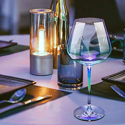 Cyimi Wine Glasses 22 Ounce Long Stem Red Wine White Wine Glass Set of 2 Hand Blown Crystal Glass Iridescent Luxury for Wedding Birthday Party Gifts