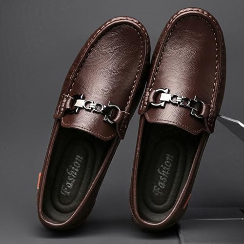 Mens Business Formal Leather Loafer Shoes Outdoor Walking Shoes Casual Lightweight Fashion Buckle Slip On Shoes for Wedding Driving Work Office2