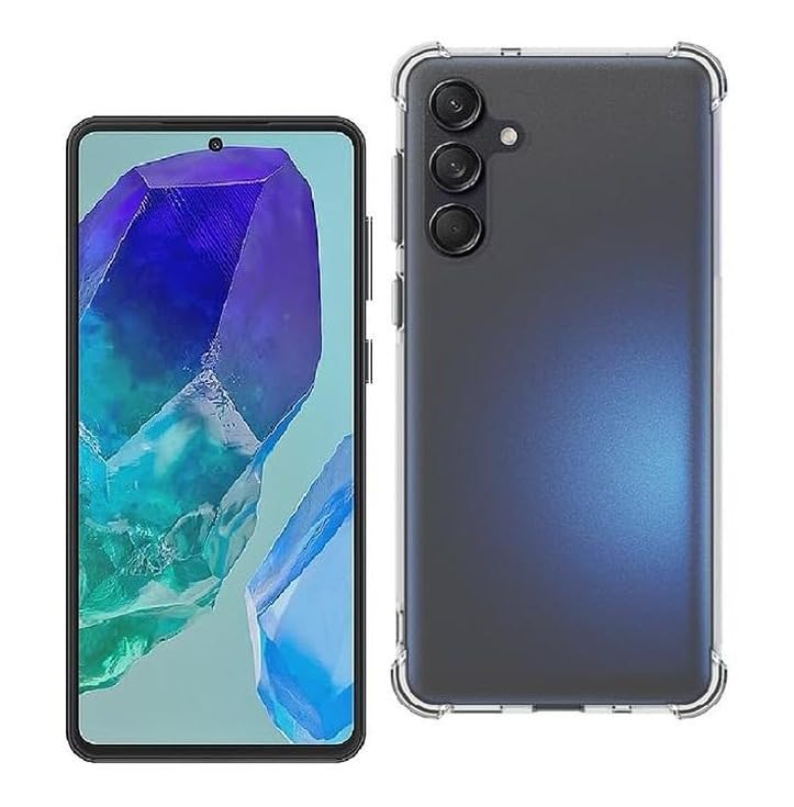 Image of BOXXO Flexible Back Cover for Samsung Galaxy M55 5G | Back Cover Transparent Clear Shockproof Case Four Corner Protection | Slim Protective Mobile Phone Cover for Samsung Galaxy M55 5G
