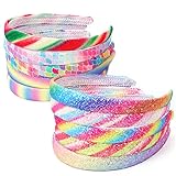 CN 10pcs Headbands for Girls, Glitter Cute Rainbow Hairbands, Non-Slip Headhoop Printed Mermaid Hair...
