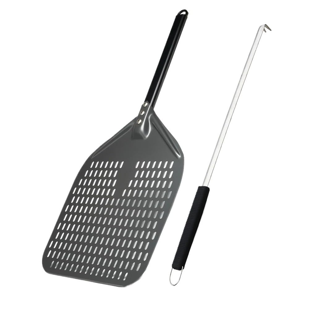 Premium zestaw łopat do pizzy 33 cm, perforowane aluminiowe łopatki do pizzy do łatwego przenoszenia i pieczenia, idealna łopatka do pizzy dla domowych kucharzy i miłośników pizzy