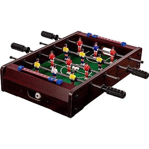 GAMES PLANET Mini Kicker Tischfußball „Dundee“, 4 Dekorvarianten, Maße: 51x31x8 cm, Gewicht: 2,6 kg, 4 Spielstangen, Kleiner Kinder Tischkicker inkl. 2 Bälle