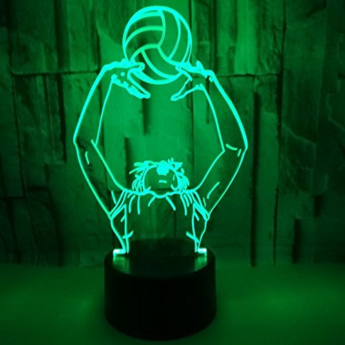 FISSEN 3D volley ball LED Lampe d'illusion Optique Lampe Lumière de Nuit avec Câble USB et 7 Couleurs Décoration pour Enfant Chambre Chevet Table de Bébé...