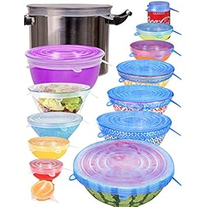 longzon Silicone Stretch Lids 14 Pack Include 2Pcs XXL Size up to 9.8” Diameter, Reusable Durable Food Storage Covers…