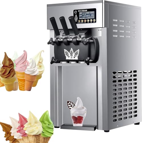 Máquina de helado Soft Serve, 1200 W, salida de 16 18 l/h, 3 sabores, control por microcomputadora, funcionamiento automático para heladerías y negocios de postres