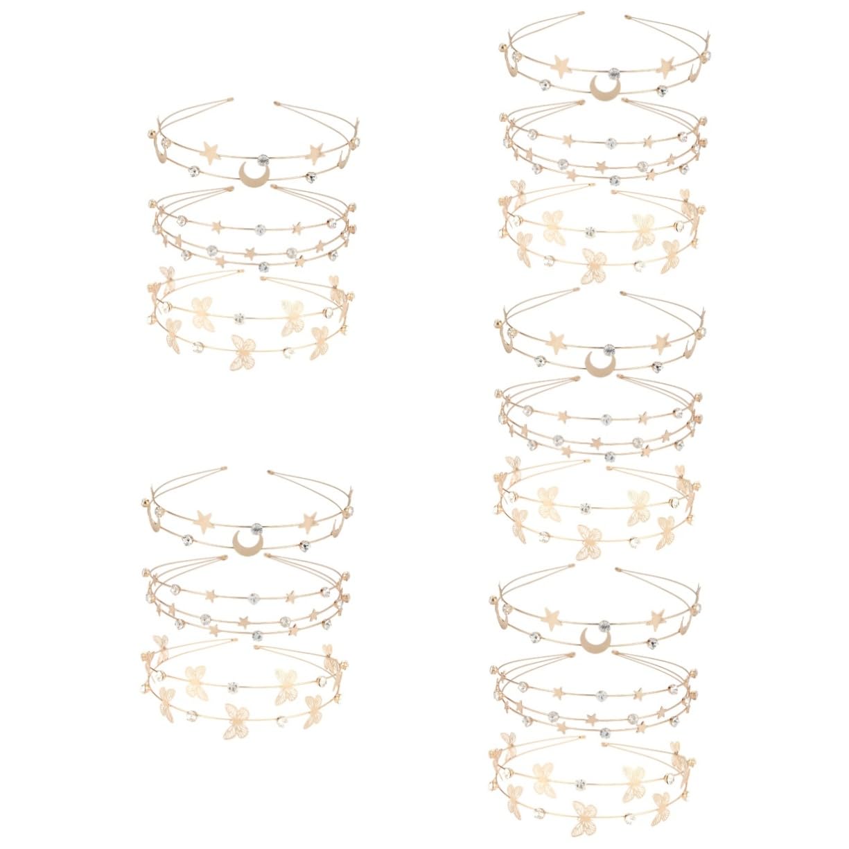 minkissy 15pezzi Fasce Per Multi- Con Stelle e e Cristallo Accessori Eleganti Per Donne e Ragazze Per Cerimonie e Feste