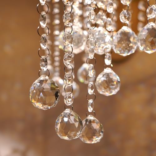 Image of IndianShelf Premium 110 Piece (10 Crystal Drop, 100 Beads) Clear Glass Christmas Ornaments- Christmas Garland for Christmas Decorations- Chandelier Replacement -Hangings for Centerpieces-Suncatchers