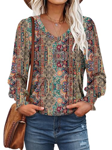 ROSELINLIN Womens Long Sleeve Tunic Tops Fall Blouse Shirts2