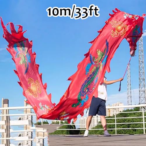 Cinta De Baile De Dragón, con Cabeza De Dragón Real 3D Wu Long Y Cuerda for Columpio Conjunto De Ejercicios for Lanzar Al Aire Libre(Size:10m/33ft)