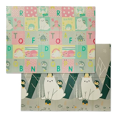 Relaxdays Spielmatte Tiere, faltbar, schadstofffrei, abwaschbar, 195 x 146 cm, XPE-Schaumstoff,...