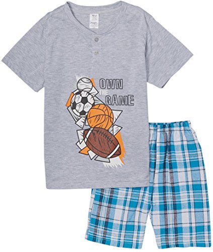 Image of ToBeInStyle Boys' 2-Piece Graphic Top & Plaid Shorts Outfit Set - Polo or V-Neck Tee