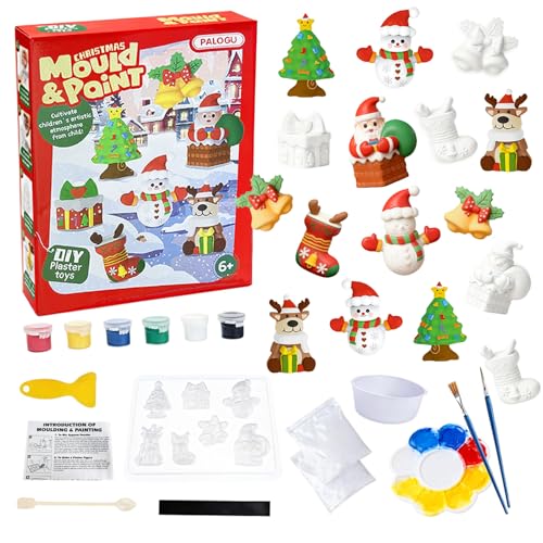 Ekukeon Weihnachtsdeko Bastelset Kinder,Malset zum Gips...