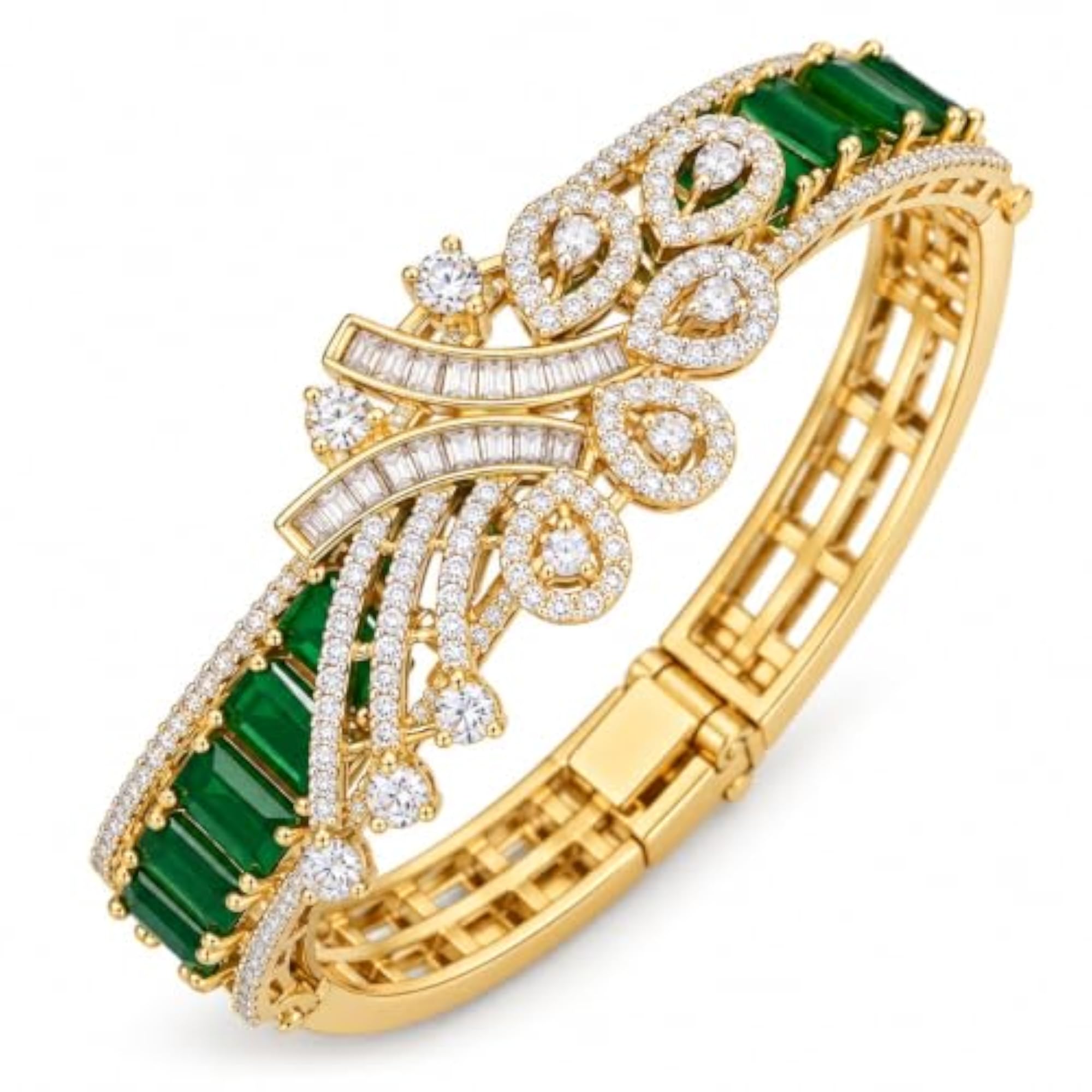 Women's Emerald Ribbon American Diamond Bracelet