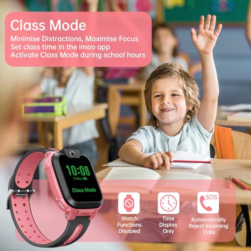 Image of imoo Watch Phone Z1, 4G Smart Watch for Kids with Real-Time HD Video & Phone Call, Smart Watch for Girls with Real-Time GPS Location, Smartwatch for Boys with IPX8 Water Resistance (Deep Pink)