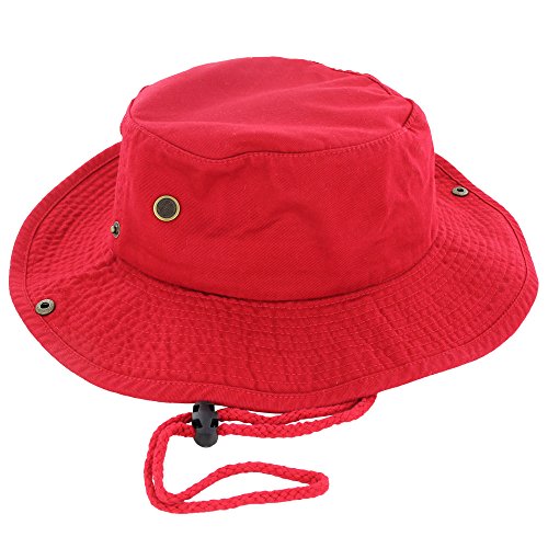100 percentage Cotton Boonie Fishing Bucket Hat with String, Red, L and XL