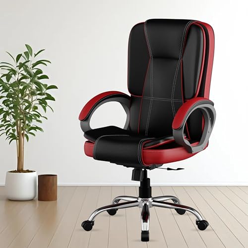 Image of FUGO FG12 Ergonomic Office Chair | Adjustable Height Swivel Chair with 360 Rotation | Comfortable Seating for Home Office & Study | Computer Desk Chair with 3-Year Warranty (Black and Red)